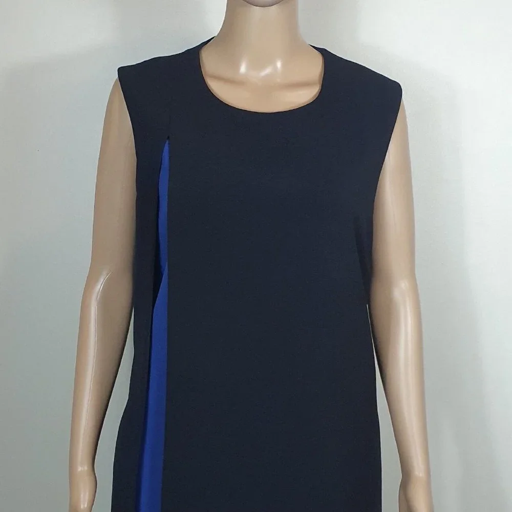 NWOT Jane Lamerton Dress Sze16 black blue Straight shift 2 tone office formal - Picture 2 of 7
